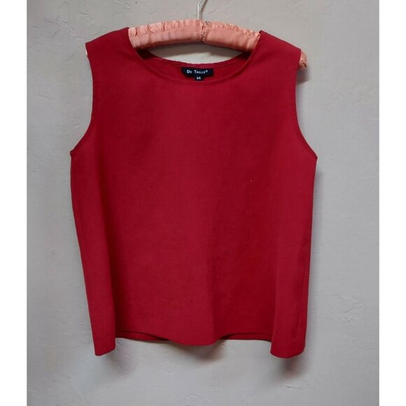 De Taille Womens 2-Piece Sleeveless Blouse With Long Sleeves Top Size Medium Red - Picture 3 of 12